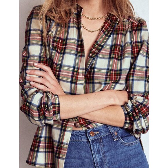 Boden Tops - NWOT Boden Layla Brushed Cotton Top Plaid Shirt Blouse Size 8